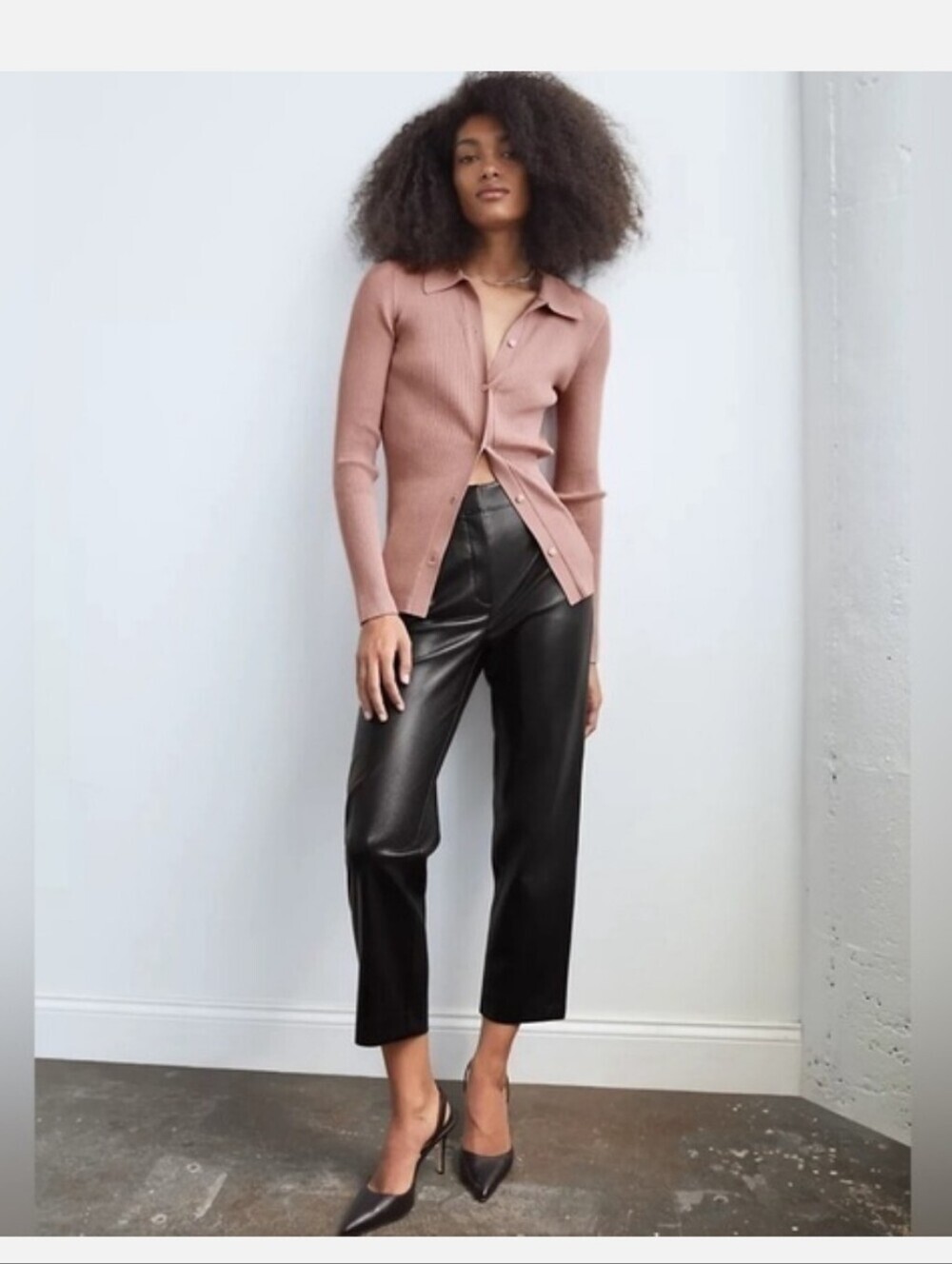Aritzia Babaton Black Faux Leather Command Cropped Pants